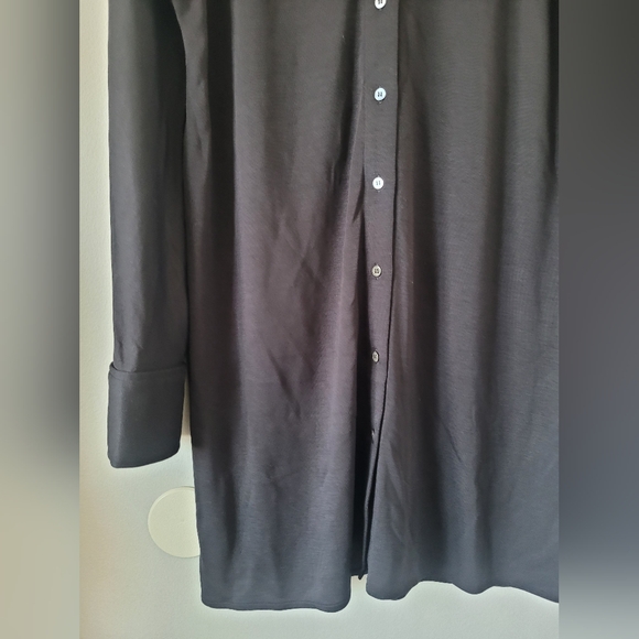 COS Women's Stretch Lyocell Shirt Dress Black Button Front Medium - Picture 15 of 16